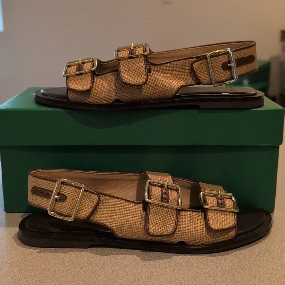 J Crew Carsen Made-in-Italy slingback sandals in faux raffia CJ835 Size 9 - Picture 2 of 10